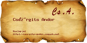 Csörgits Andor névjegykártya